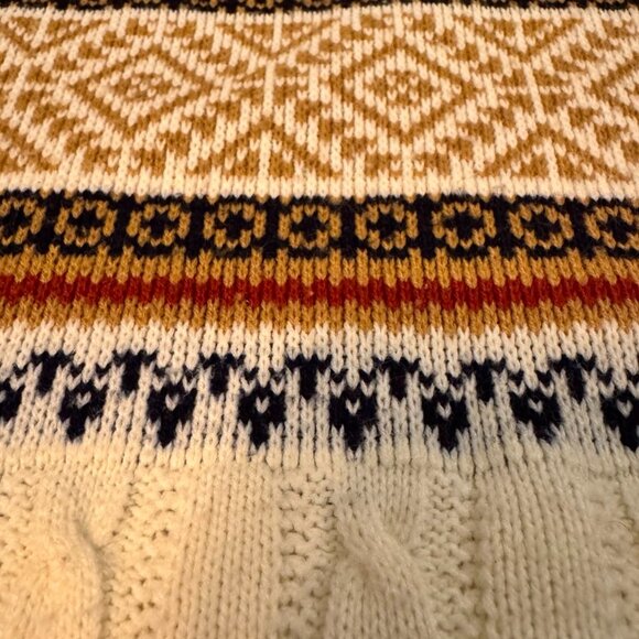 Vintage JCPenney Fair Isle Nordic Ski Sweater Cream Mens Medium 70s 80s - Picture 8 of 10